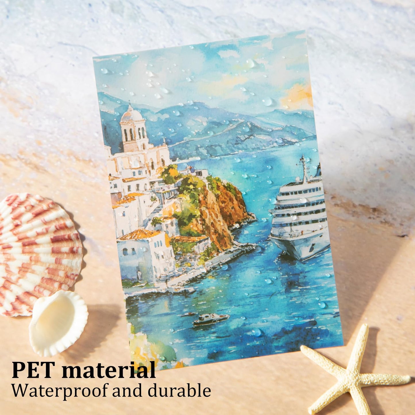 AuriicLeaf Travel Scenery PET Sticker Set, 60PCS Large Landscape Scrapbook Supplies for Journaling, DIY Crafts and Planner