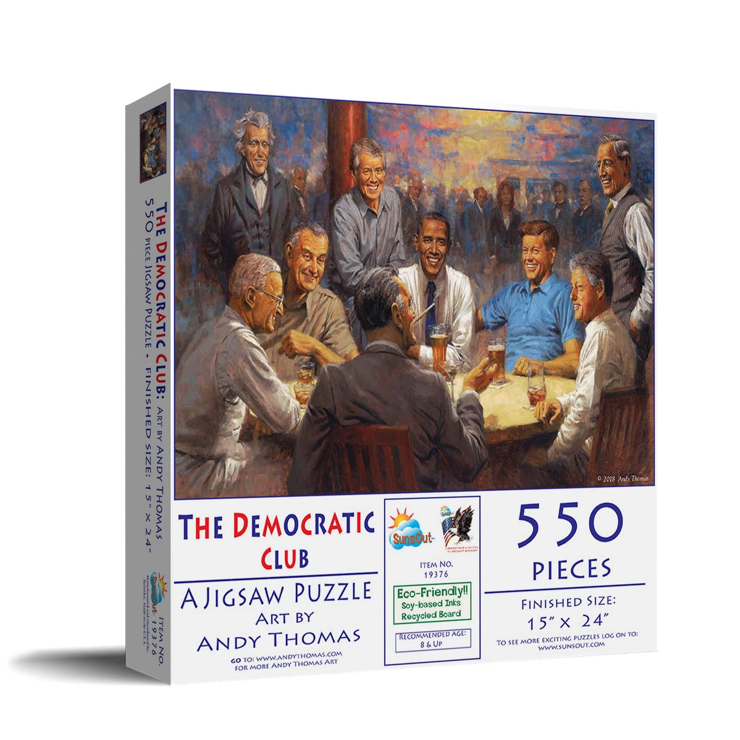 SUNSOUT INC - The Democratic Club - 550 pc Jigsaw Puzzle by Artist: Andy Thomas - Finished Size 15" x 24" - MPN# 19376