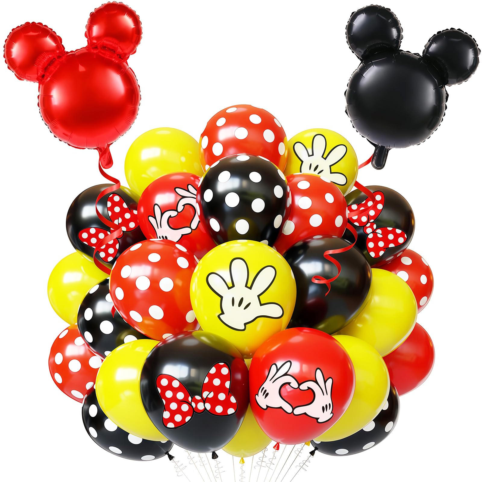 Black Red Yellow Balloon 64Pcs 12 Inch?Cute Print Balloons for Cartoon Themed Birthday Party Decorations Boys Girls Gatherings Party Supplies