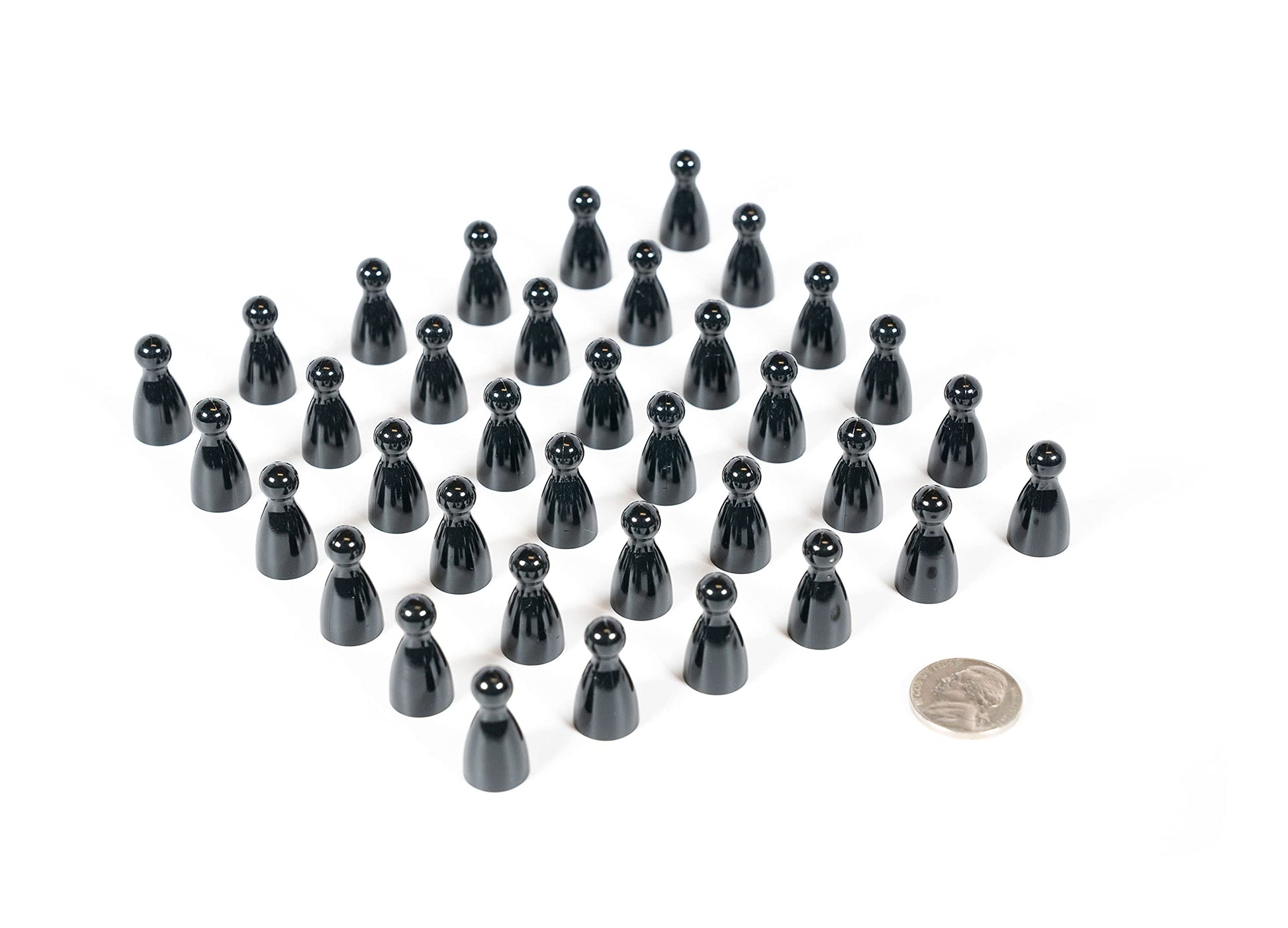 Plastic Pawns: Set of 36 Black Color Board Game Playing Pieces
