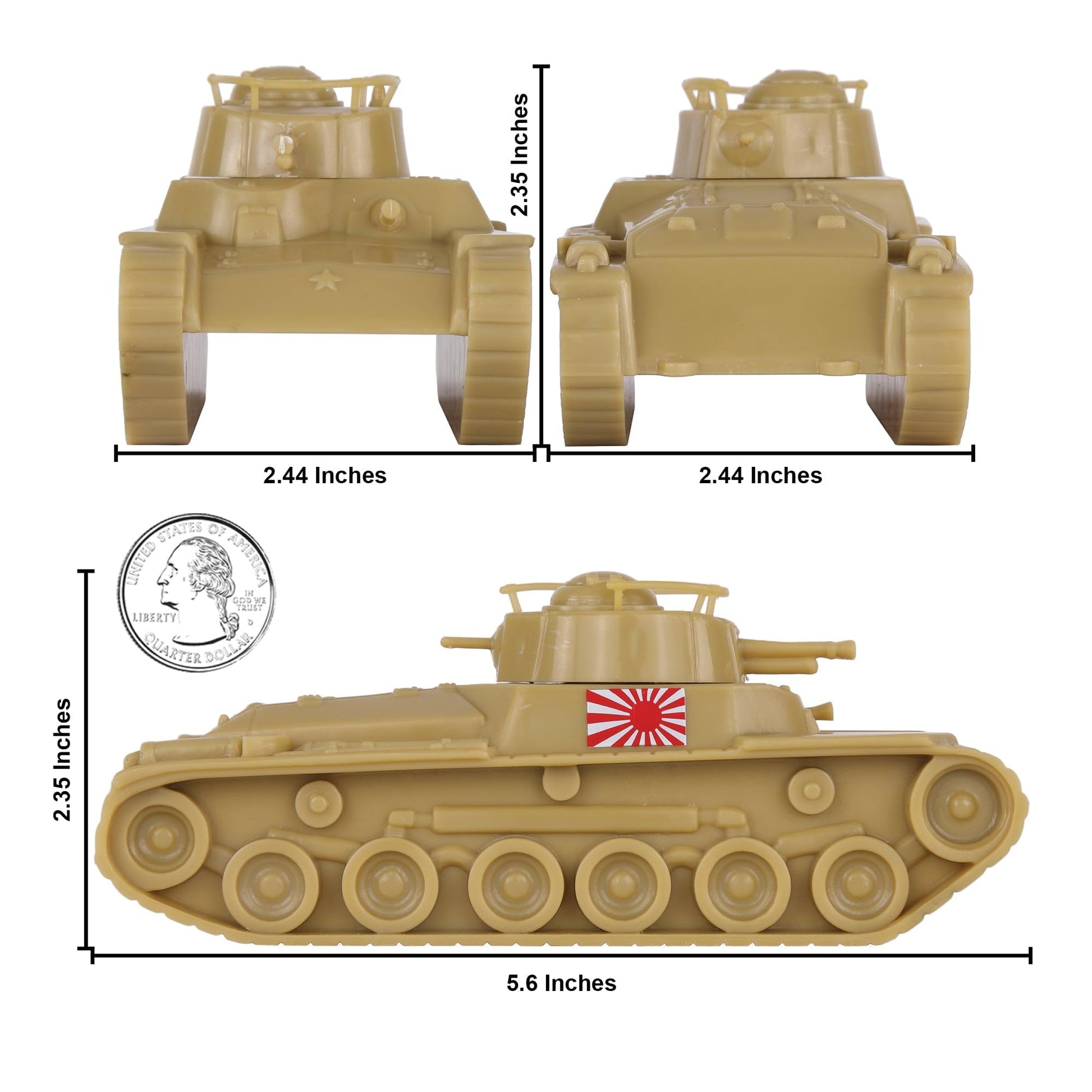 BMC CTS WW2 Japan Chi-Ha Tanks - Tan 2pc 1:38 Plastic Army Men Japanese Vehicles