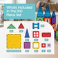 Playmags Magnetic Tiles for Kids 100-Piece Set, STEM Educational Building Blocks Toys for Kids, Includes Click-in ABC Learning Tiles, Gift for Boys &