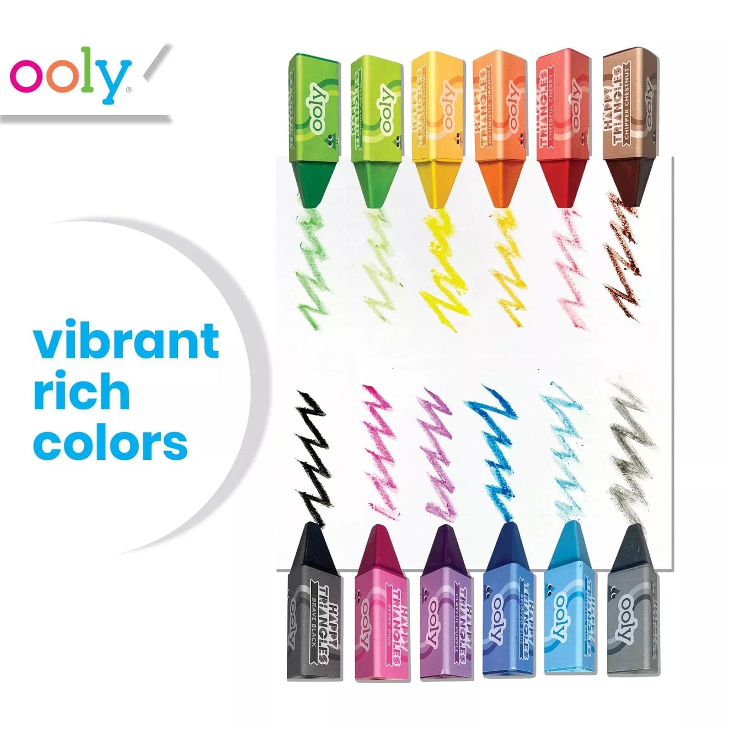 Ooly Jumbo Triangle Crayons for Toddlers Set of 12, Non-Toxic Triangle Shaped Easy to Hold Crayons for Toddler, No Rolling Crayon, Gifts for Kids