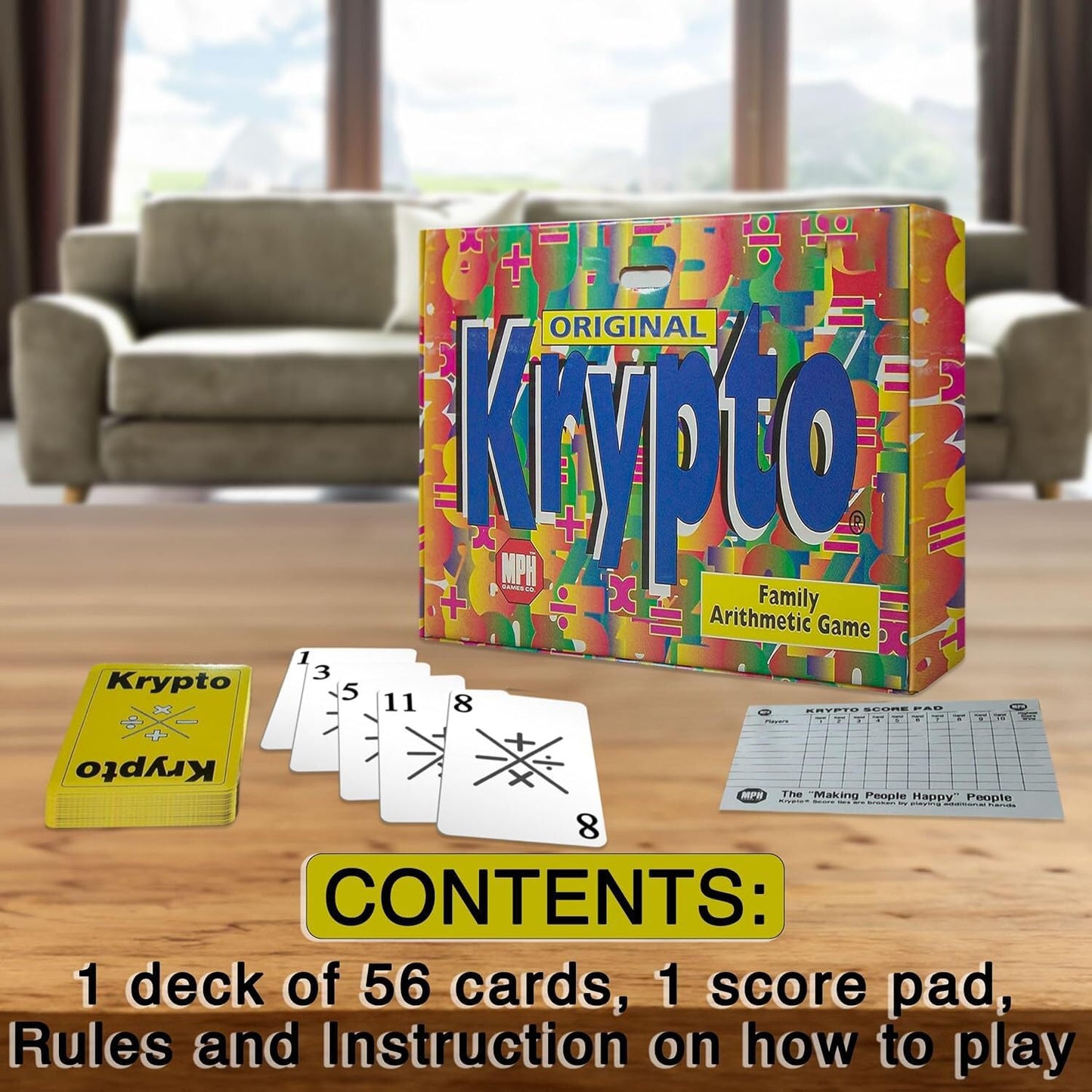 Krypto Original Arithmetic Game - Card Game of Multiplication Division, Addition, Subtraction