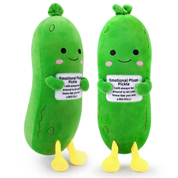 Sprinqdawin Emotional Plush Pickle,Pickle Stuffed Animal-20” Plushies Cucumber Stuffed Animal with Positive Words,Kawaii Plush Toys Birthday