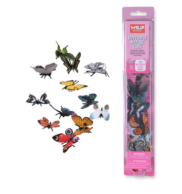 Wild Republic Butterfly Nature Tube, Insect Figurines Tube, Nature Toys, Kids Gifts, 12-piece,Multicolor,1.5" to 3"