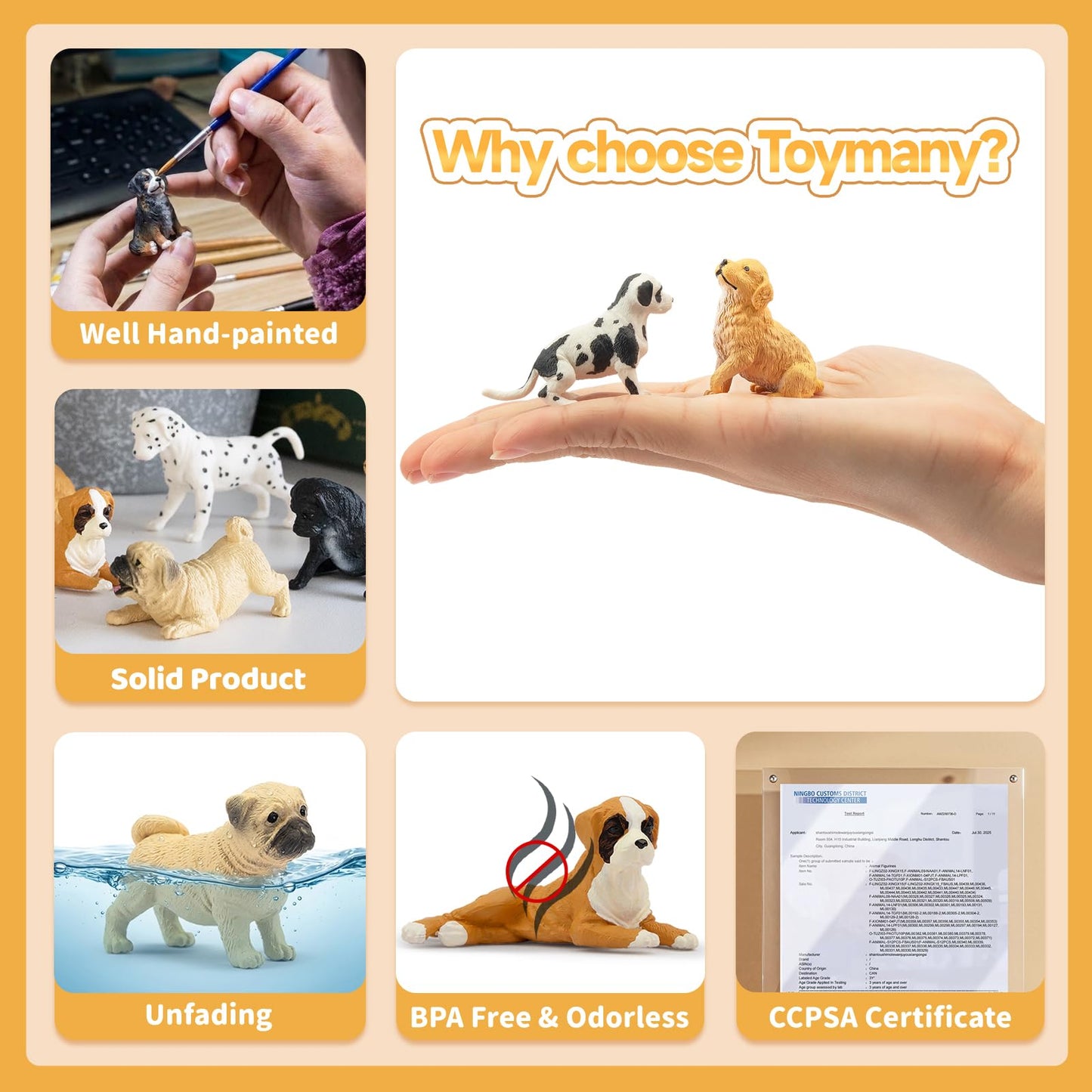 Toymany 12PCS Mini Dog Figurines Playset, Realistic Detailed Plastic Puppy Figures, Hand Painted Emulational Tiny Dogs Animals Toy Set, Cake Toppers