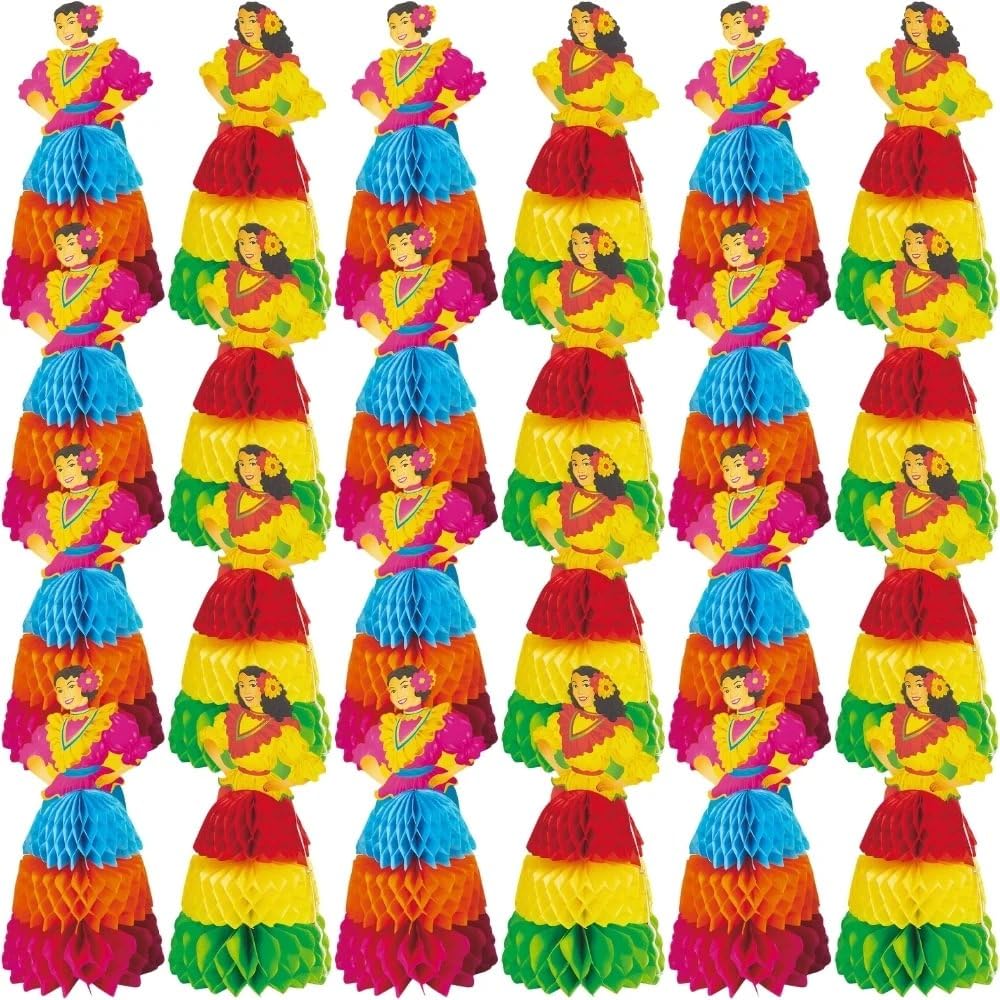 MEXICAN PRINT HONEYCOMB SENORITAS - Party Decor - 6 Pieces