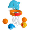 Fisher-Price™ Dolphin Dunk Bath Set, 5-Piece Baby Bath Toy with Dolphin Basketball Hoop, Floating Balls & Water Animal Toys for Babies & Toddlers 6M+