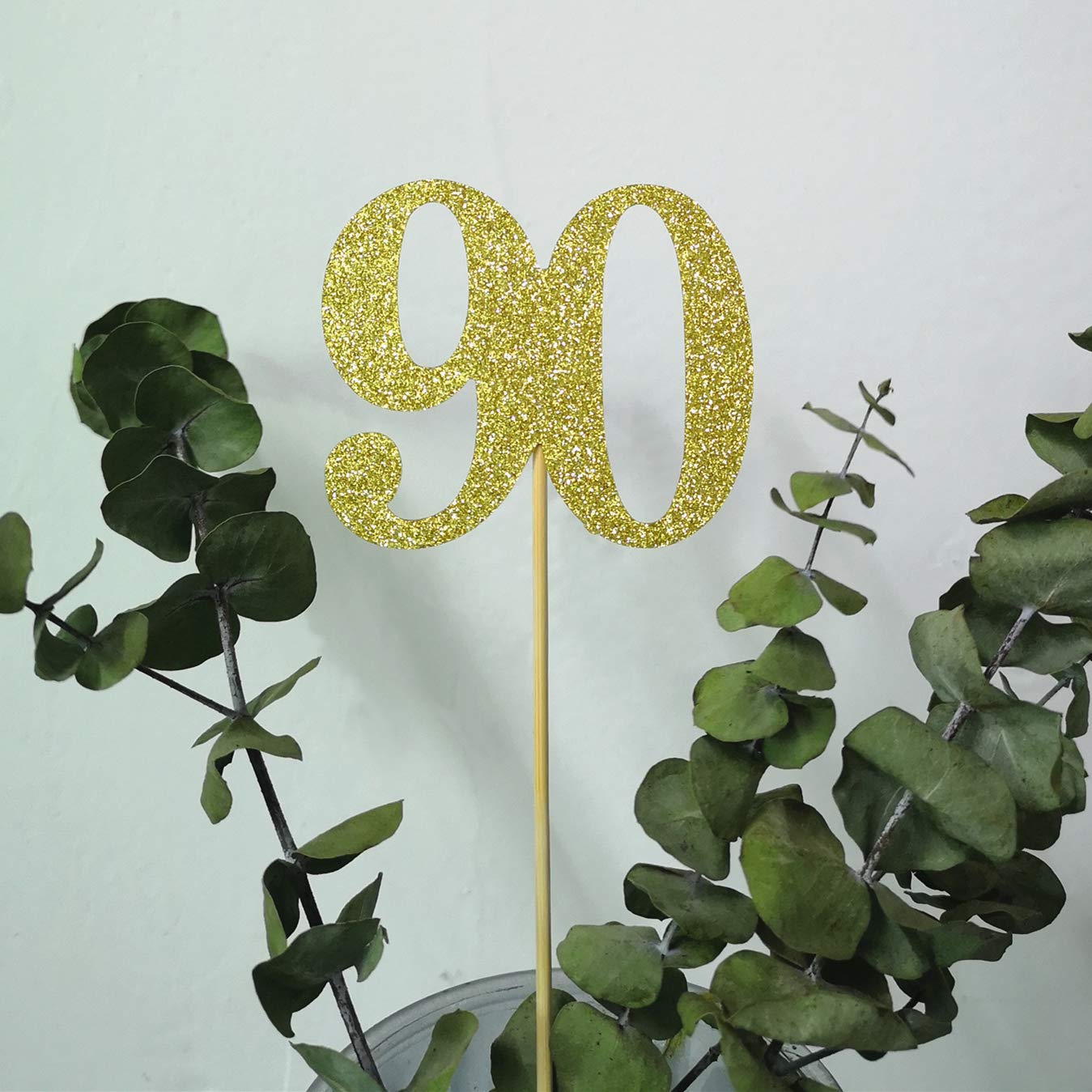 Pack of 10 Gold Glitter 90th Birthday Centerpiece Sticks Number 90 Table Topper Age Letter Decorations