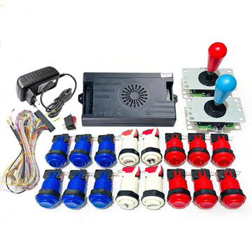 9800 in 1 Saga DX Special Version Arcade Board DIY KIT Up to 4 Players Support 3D Games Joystick Buttons Harness Cable (Red Blue)