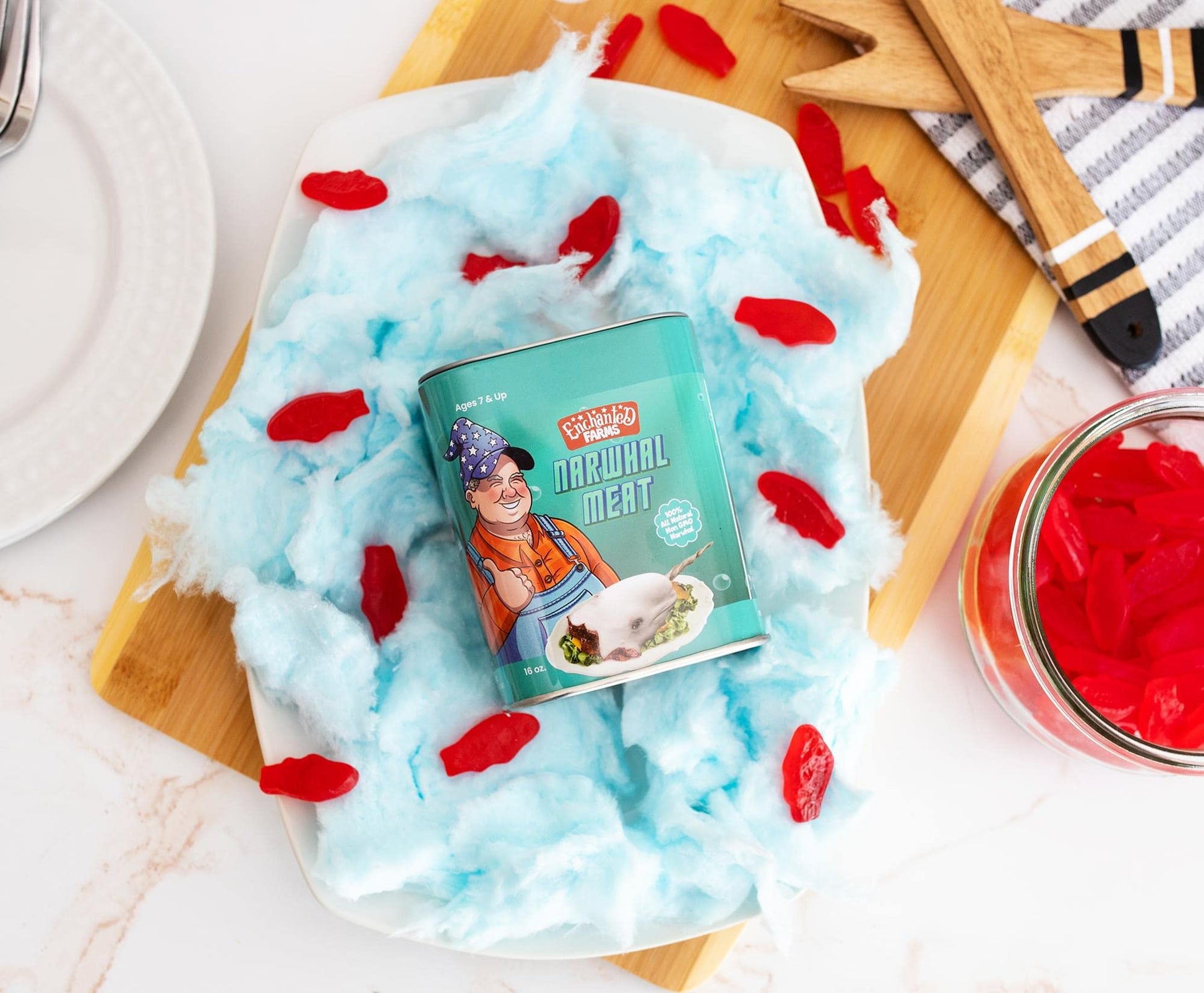 Enchanted Farms Canned Meat Narwhal Plush Toy Exclusive | Adorable Soft Stuffed Animal for Kids and Adults | Cute Plushies and Room Decor Essentials |