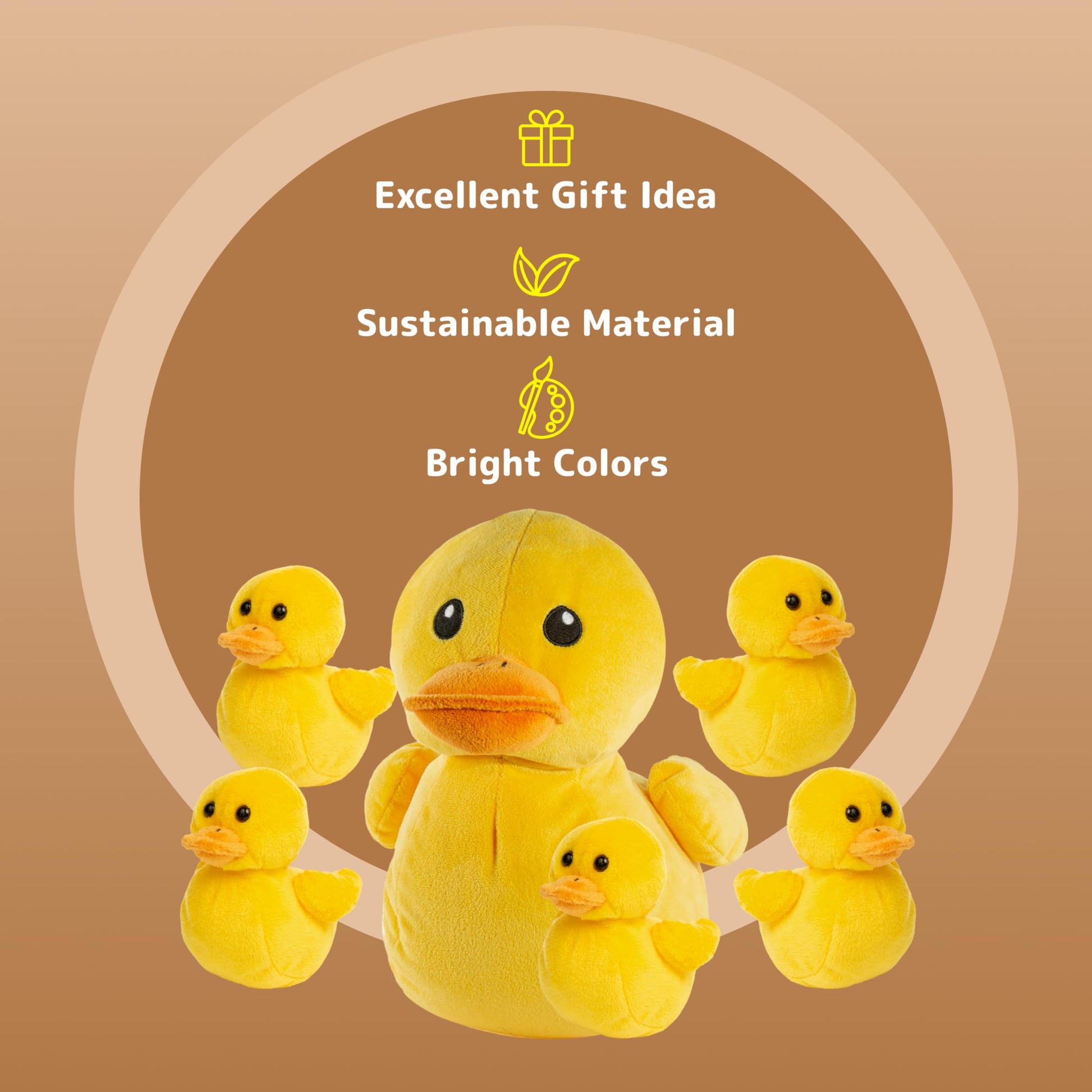PREXTEX Plush Duck Toys Stuffed Animal with 5 Ducks Baby Stuffed Animals - Big Duck Zippers 5 Little Plush Baby Ducklings - Toys for Kids 3-5