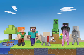 Minecraft Set of 7 Action Figures, World Builder Pack, Starter Collection of Characters in 3.25-inch Scale, Includes Steve, Ari, Enderman & More