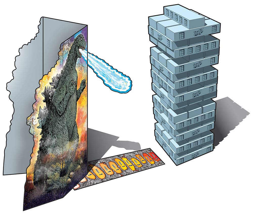 Jenga: Godzilla Extreme Edition | Based on Classic Monster Movie Franchise Godzilla | Collectible Jenga Game | Unique Gameplay Featuring Movable