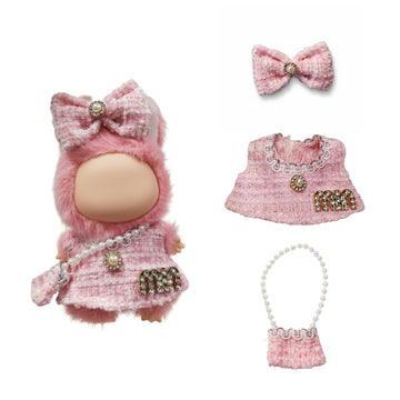 Clothes Compatible with Labubu mini 10cm Dolls, Cute Outfit Set with Fashion Accessories, Chic Style for Collectible Figures (No Doll)