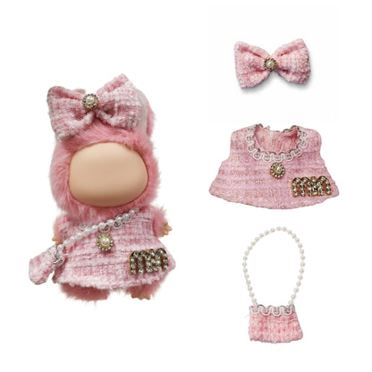 Clothes Compatible with Labubu mini 10cm Dolls, Cute Outfit Set with Fashion Accessories, Chic Style for Collectible Figures (No Doll)