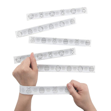 Fun Express Diy Easter Slap Bracelets - Bulk Set of 48 - Crafts For Kids And Fun Home Activities