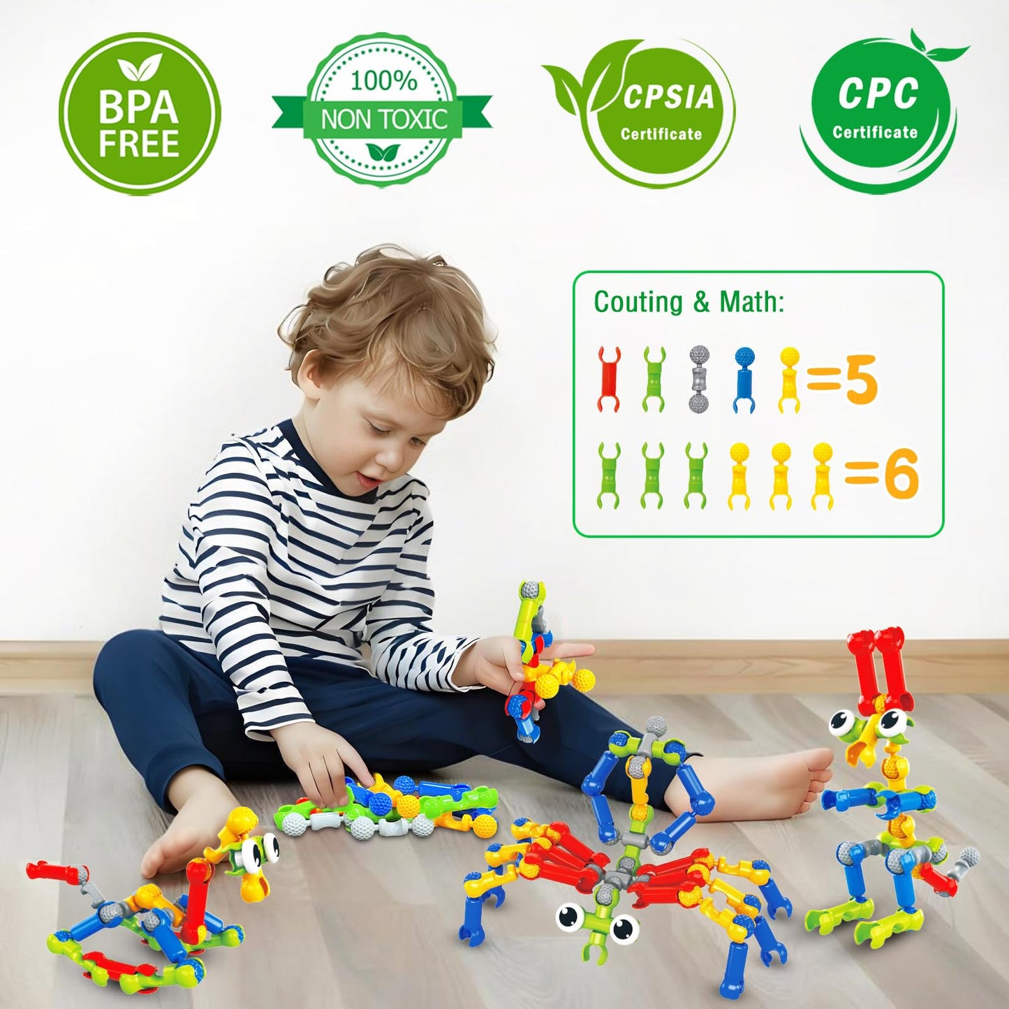 Caferria Building Blocks STEM Toys for 3 4 5 6 7 8+ Year Old Boy Girl Birthday Gift, 142 Pcs Building Toys for Preschool Classroom Educational Toy