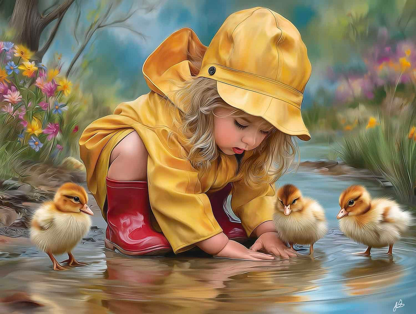 Sunsout Playing in Puddles 300 Piece Jigsaw Puzzle for Adults - Finished Size: 18" x 24" by Artist: John Stewart