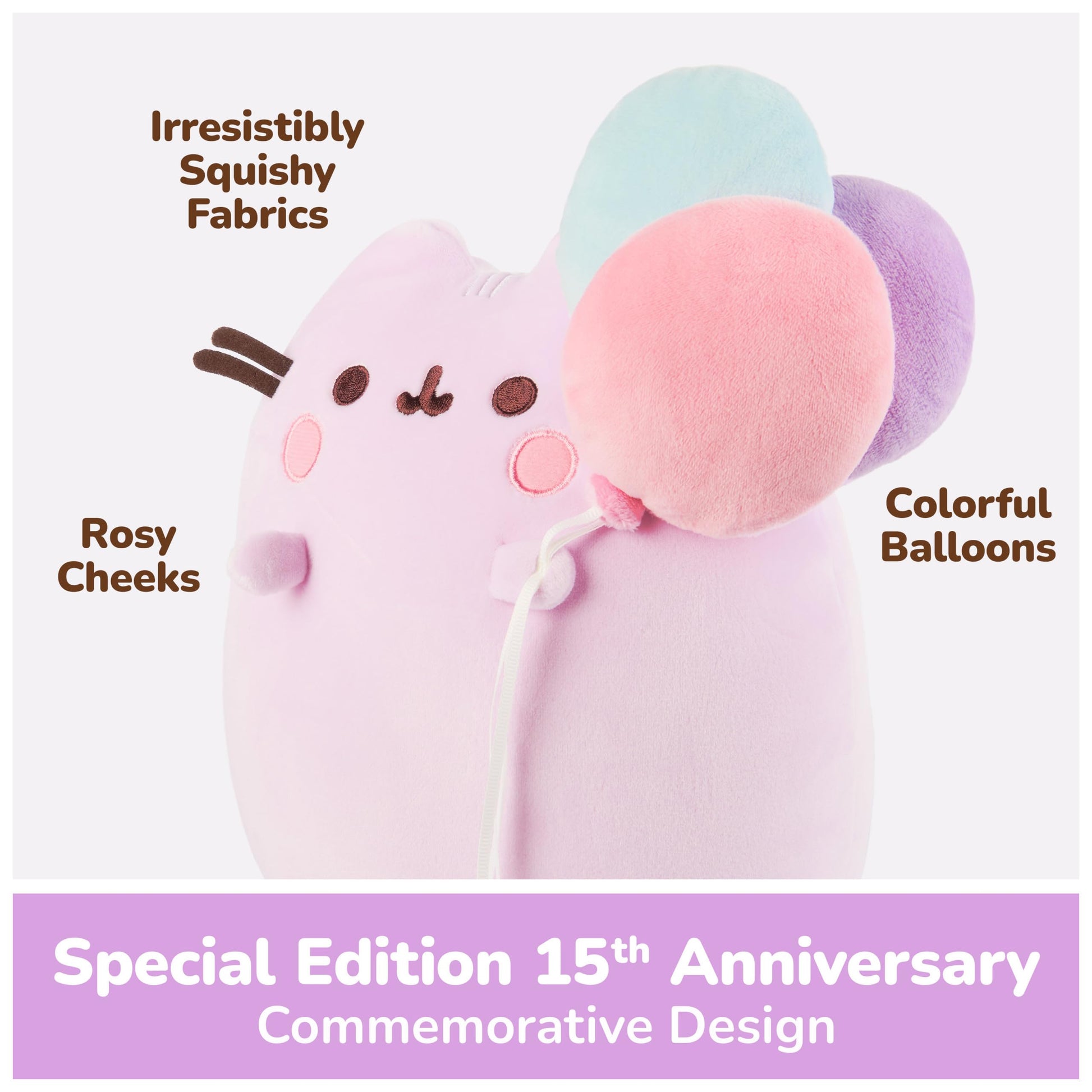 GUND Pusheen 15th Anniversary Special Edition Squisheen Plush Toy; Ages 1+