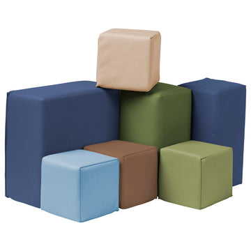 ECR4Kids SoftZone Toddler Foam Building Blocks, Foam Playset, Earthtone, 7-Piece