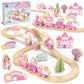 Lehoo Castle Wooden Train Set - Unicorn Train Set for Toddlers 2-4, Wooden Train Track Toddler Girl Toys, Pink Train Fantasy Toys for 3 4 5 6 7 Year