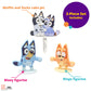 DecoSet® Bluey Dance Mode Cake Toppers, 3 Piece Cake Decoration With Bluey And Bingo Figurines and Muffin & Socks Poly Pic, For Birthday, Parties