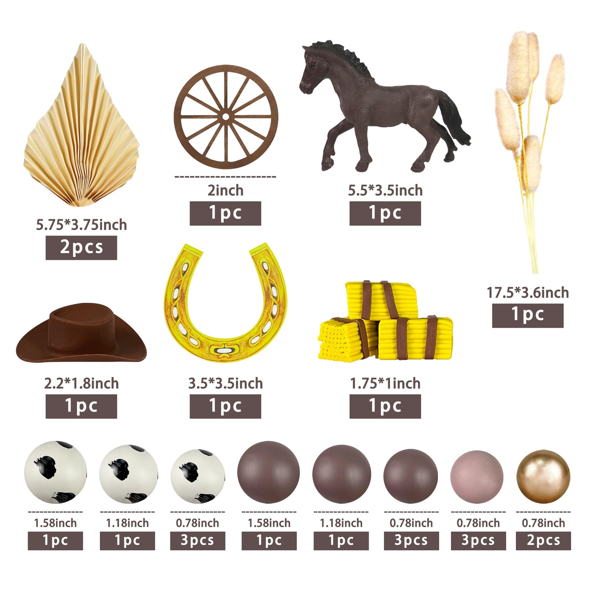 Western Cake Topper Brown Ball Horse Cake Decorations Cow Hat for Western Theme Party Horse Theme Decoration Supplies