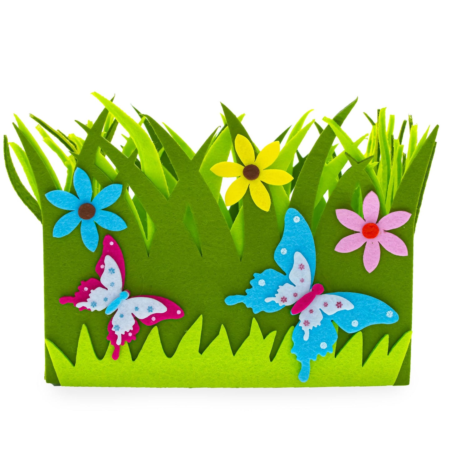 Set of 2 Spring Flowers and Butterflies Easter Felt Decorative Centerpiece