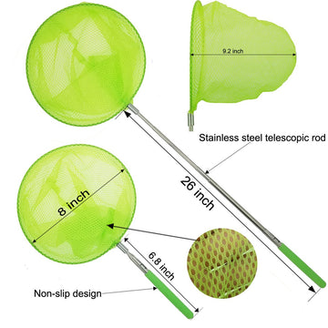 #1 M-jump 3 Pack Colored Telescopic Butterfly Nets - Great for Catching Insects Bugs Fishing - Outdoor Toy for Kids Playing - Extendable from 6.8"