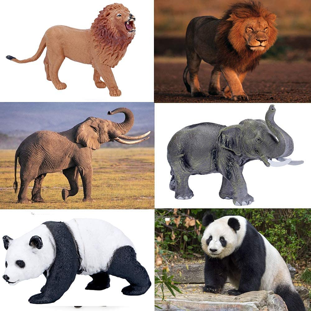 Safari Animals Figures with Activity Play Mat & Storage Box, Realistic Plastic Jumbo Playset, Jungle Wild Zoo Animals Toys for Kids Toddler 3-5, 22Pcs