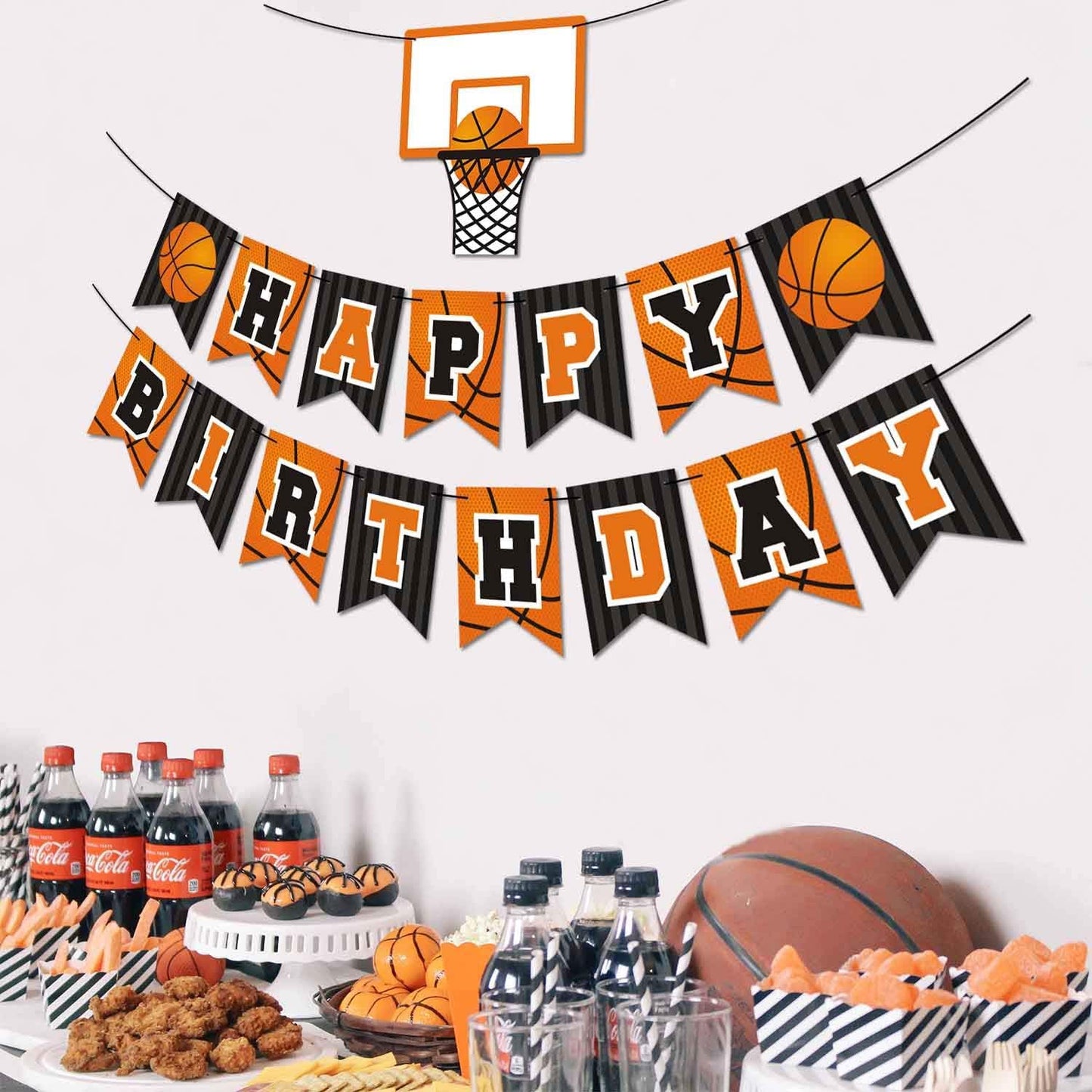 Levfla Basketball Happy Birthday Banner Basketball Party Decorations Basketball Themed Birthday Party Banner Garland Sign for Sports Theme Game Day