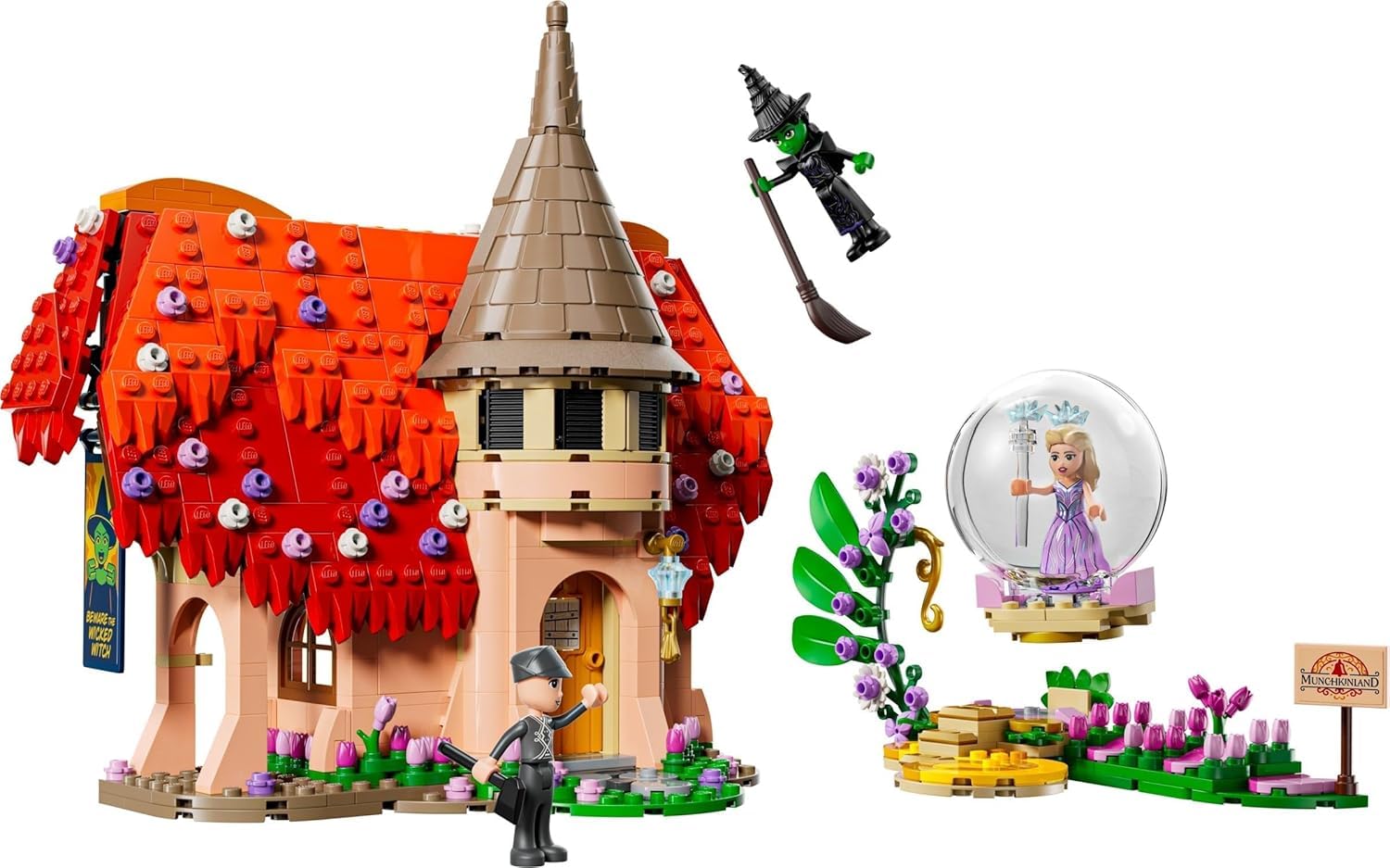 LEGO Wicked 75690 Glinda & Elphaba Visit Munchkinland Building Set - Musical Fantasy Playset with Minifigures & Accessories, Collectible Gift for Fans