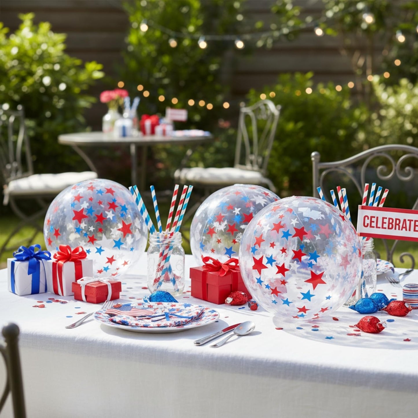 Fun Express Patriotic Glitter Beach Ball - Toys - 12 Pieces