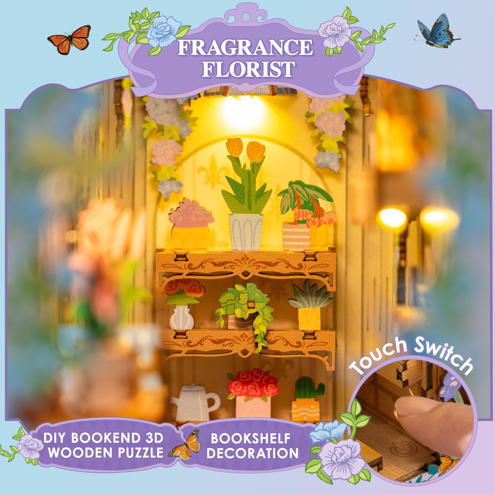 MOMIBOOK Book Nook Kit 440 Pcs DIY Miniature Dollhouse Kit for Adults
