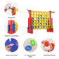 UNICOO Giant 4-in-a-Row Game with Carry Bag, 3-in-1 Jumbo 4-to-Score Outdoor Yard Game with Basketball Hoop, Ring Toss, Quick-Release Slider, 42