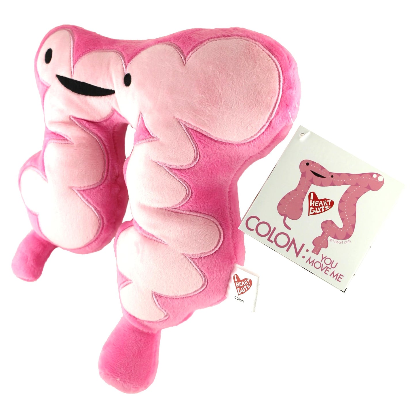 I Heart Guts Colon Plush - 11" Cute Digestive System Plushie for Cancer Awareness, Surgery Recovery & Get Well Recovery Gift, Soft Anatomy Plushie