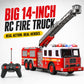 Liberty Imports RC Fire Truck - Big Remote Control Toy Fire Truck - 14" Rescue Fire Engine with Flashing Lights and Siren Sounds, Extendable Rescue
