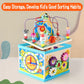 Qilay 5-in-1 Wooden Activity Cube for Toddlers 1-3(Large),Multipurpose Toddler Activity Center with Bead Maze & Shape Sorter, Early Educational Toy