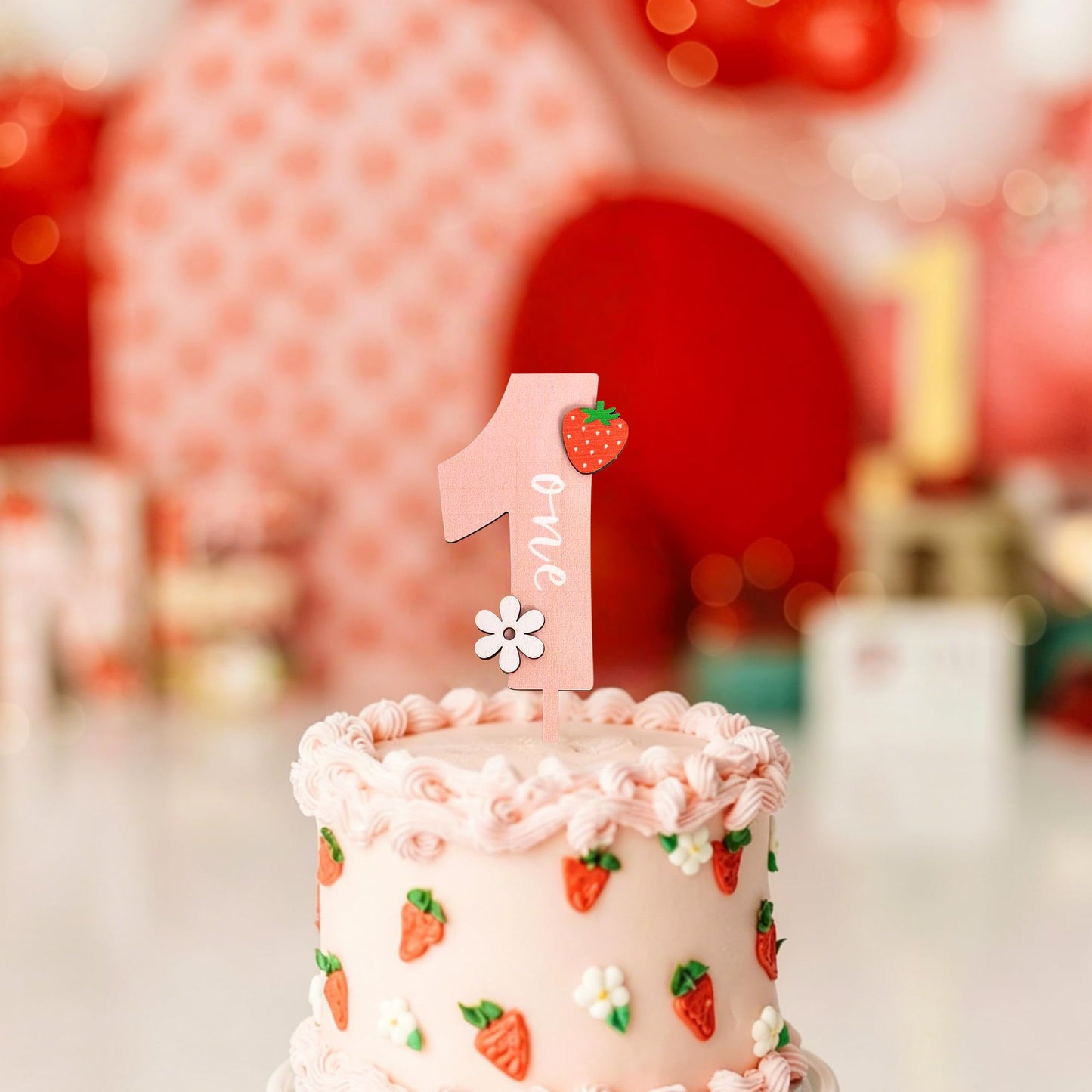 CIEQR Strawberry One Cake Topper