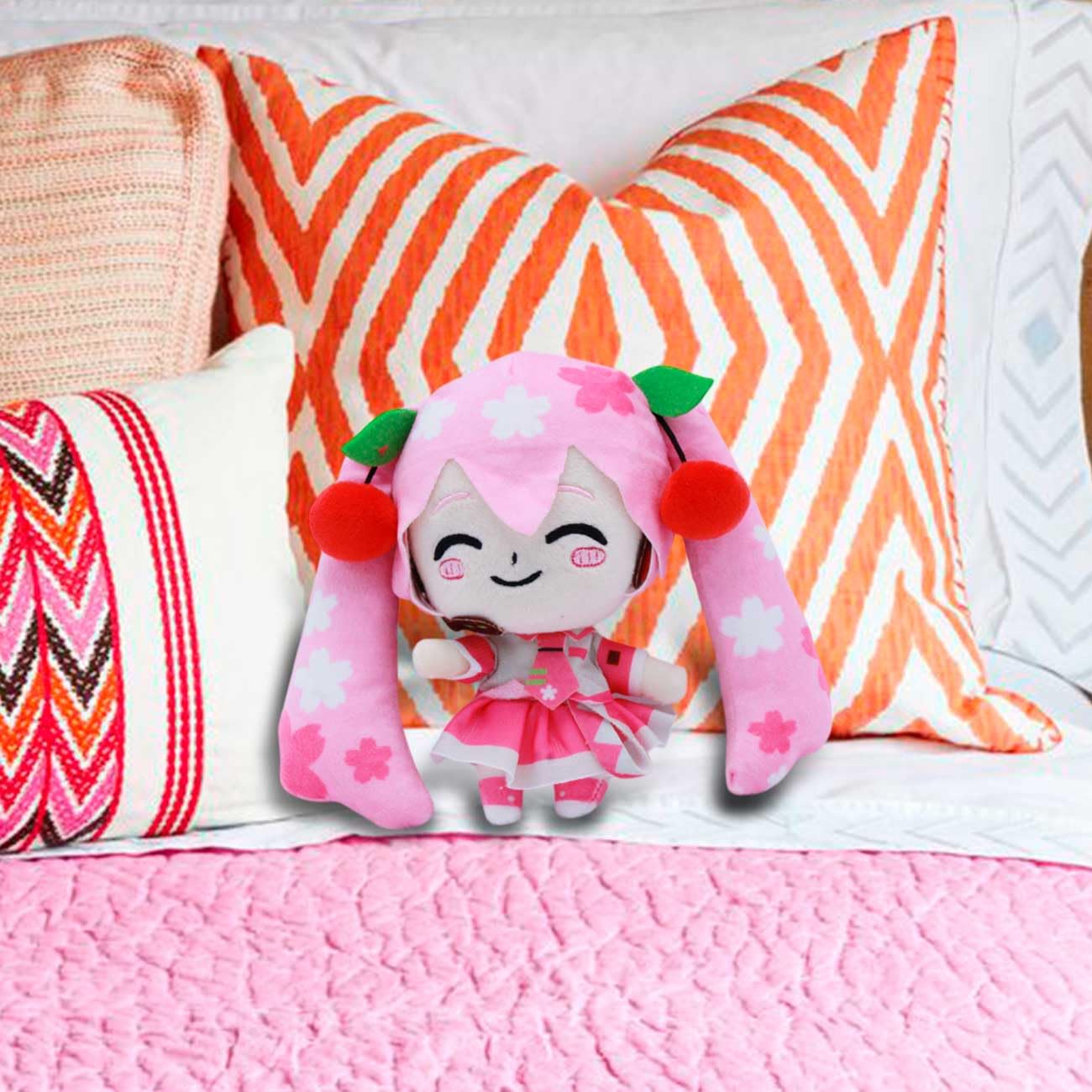 Hatsune Miku Sakura Miku 6” Plush Toy - Pink Cherry Blossom Hatsune Miku Doll - Kawaii Anime Collectible for Vocaloid Fans & Gift for Kids or Teens