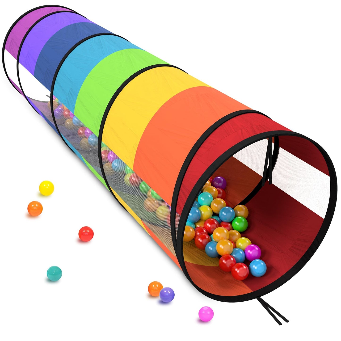 Playz Kids Play Tunnel Toys for Toddlers 1-3, Large 21" Rainbow Pop Up
