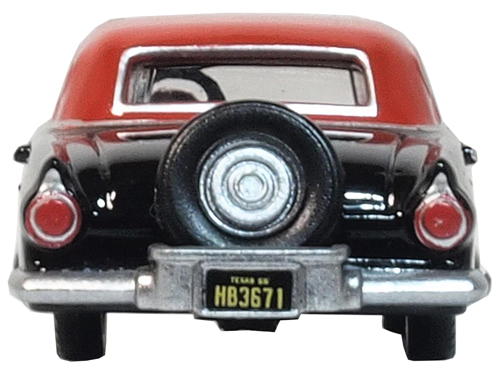 1956 Thunderbird Raven Black with Fiesta Red Top 1/87 (HO) Scale Diecast Model Car by Oxford Diecast 87TH56008