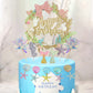 34PCS Mermaid Birthday Cake Topper Kit with Mermaid Themed Cupcake Topper Picks Glitter Seaweed Decor and Starfish Conch Seahorse Shell for Birthday