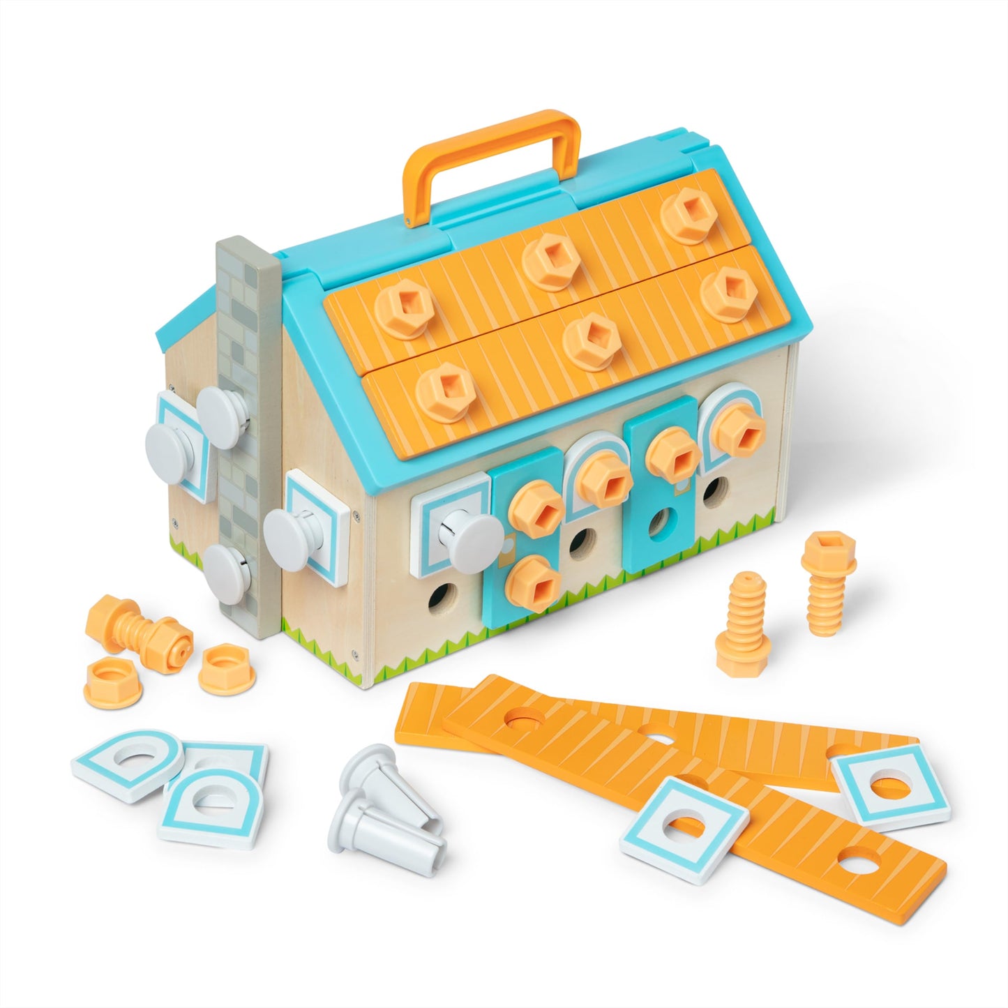 Melissa & Doug Build-A-House Wooden Toolbox Pretend Play Construction
