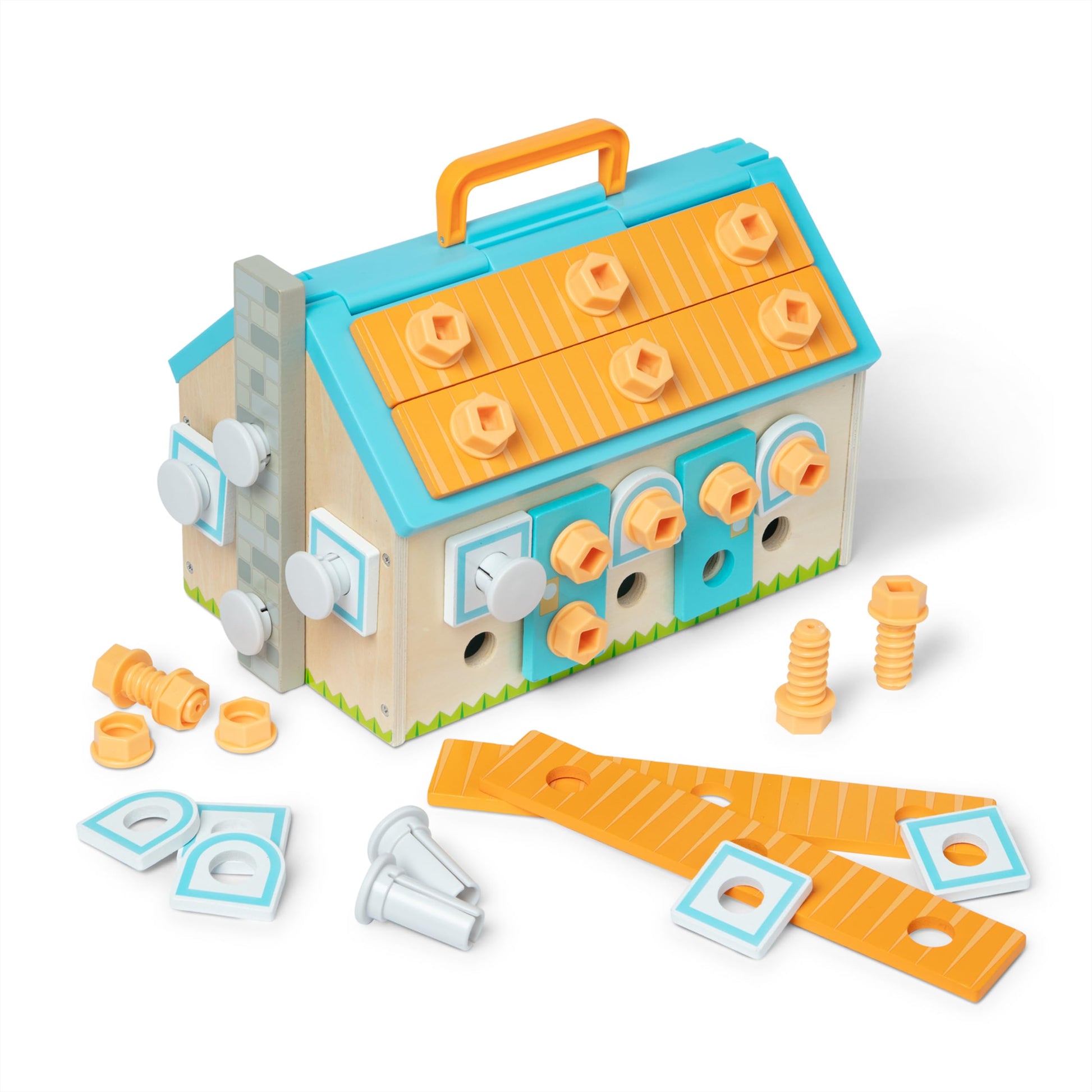 Melissa & Doug Build-A-House Wooden Toolbox Pretend Play Construction