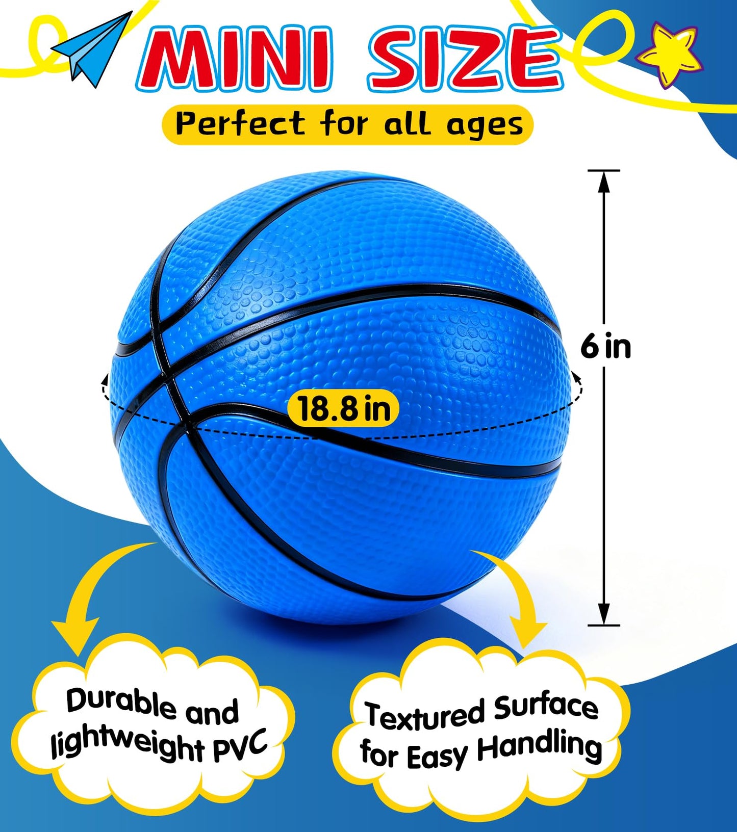 LAO XUE 6 Pack Mini Basketball Set with Pump,6 Inch Inflatable Balls