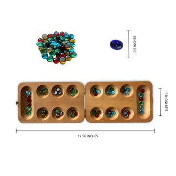 sungka Mancala Board Game, Mancala Board with Metalic Gold Lock - Classic 2-Player Folding Strategy Game, Traditional Mancala for Adults Wooden