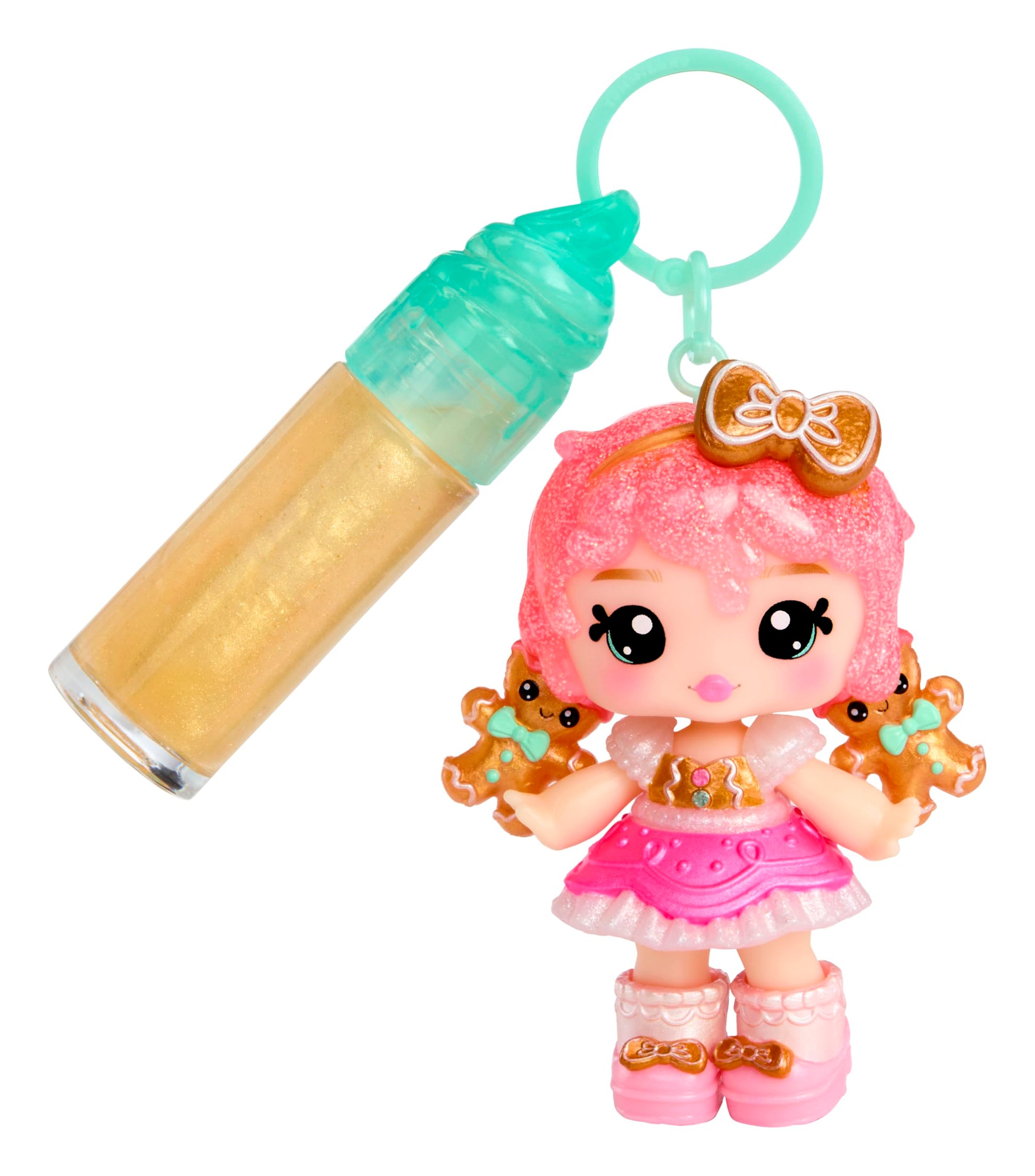 Yummiland x Holiday Lip Gloss Doll - Gigi Gingerbread Includes DIY Lip Gloss + Keychain, Cosmetic Play, Seasonal Holiday Collectible, Gift, Ages 4+